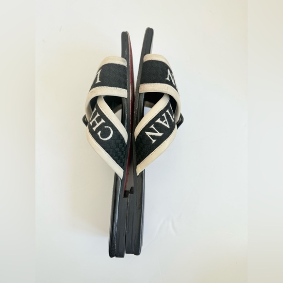 Christian Louboutin Black white leather criss cross Logo Crossimule slides EU 40 - Picture 10 of 12
